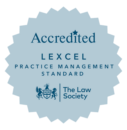 Lexcel 2025 accreditation logo, Law Society practice-management standard